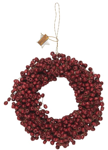 Korálkový věneček Wooden Beads Red Ø 13,5 cm