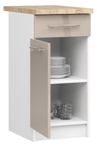 Kuchyňská skříňka OLIVIA S40 SZ1 - bílá/cappuccino lesk