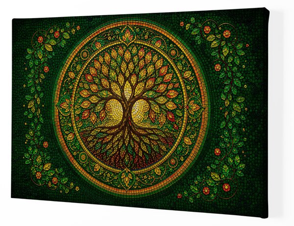 Obraz na plátně - Strom života Mozaika slunečního svitu FeelHappy.cz Velikost obrazu (šířka x výška): 40 x 30 cm