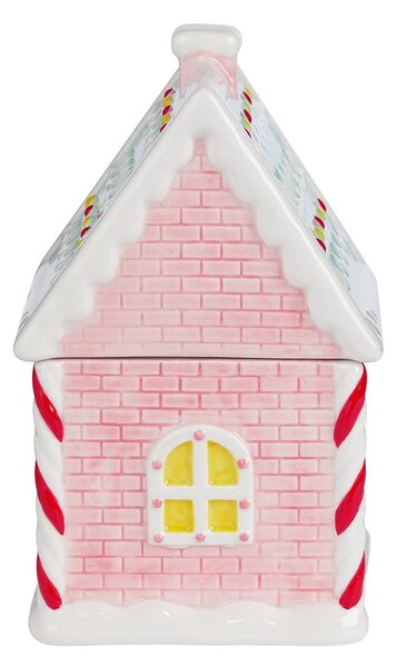 SWEET X-MAS Dóza na sušenky perníková chaloupka - růžová