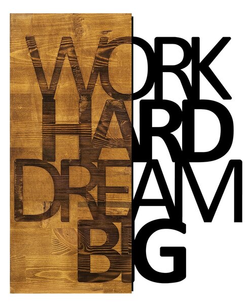 ASIR Nástěnná dekorace dřevo WORK HARD DREAM BIG 42 x 58 cm