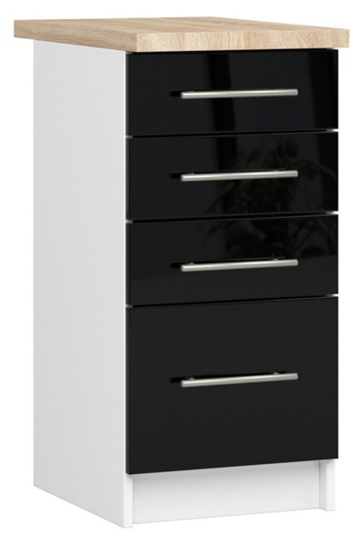 Kuchyňská skříňka OLIVIA S40 SZ4 - bílá/černý lesk