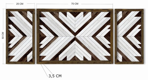 ASIR Obraz na MDF 3ks OBRAZCE hnědá bílá 70 x 50 cm / 25 x 50 cm