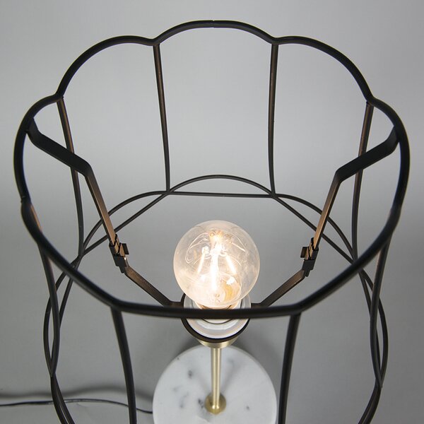 Retro stolní lampa mosazná s rámem Granny černý 30 cm - Kaso