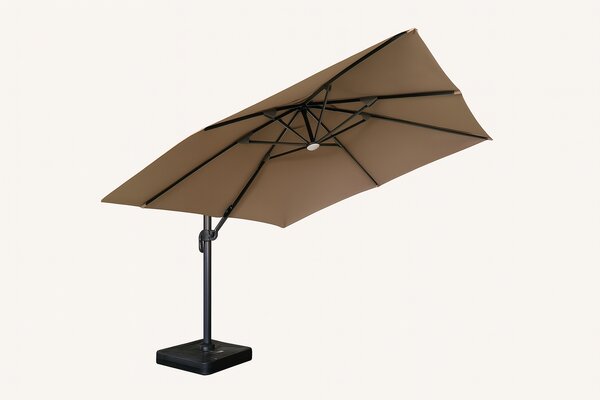 Zahradní slunečník Houseland Vexon s LED osvětlením 300x300 cm světle hnědý