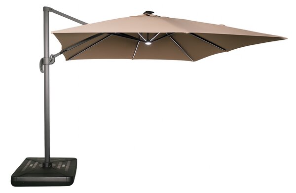Zahradní slunečník Houseland Vexon s LED osvětlením 300x300 cm světle hnědý