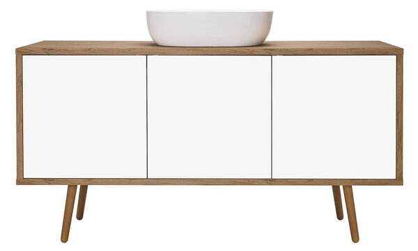 Oltens Hedvig skříňka 140x45x49.7 cm pod umyvadlo závěsná bílá-dub 60205060