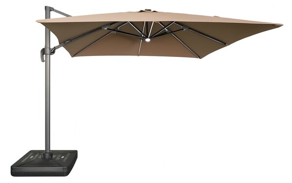 Zahradní slunečník Houseland Vexon s LED osvětlením 300x300 cm světle hnědý