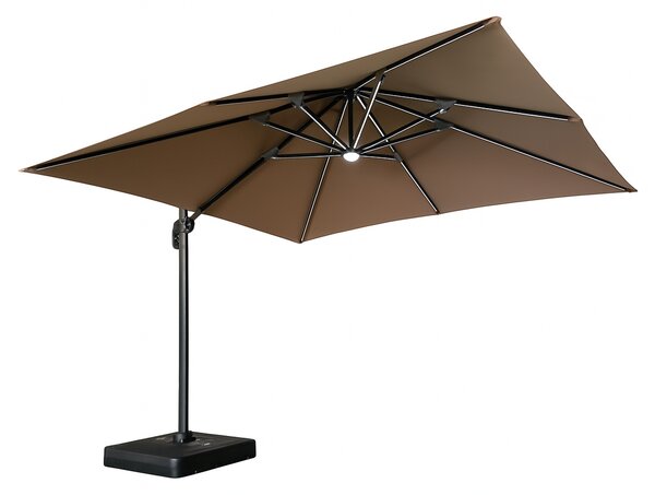 Zahradní slunečník Houseland Vexon s LED osvětlením 300x300 cm světle hnědý