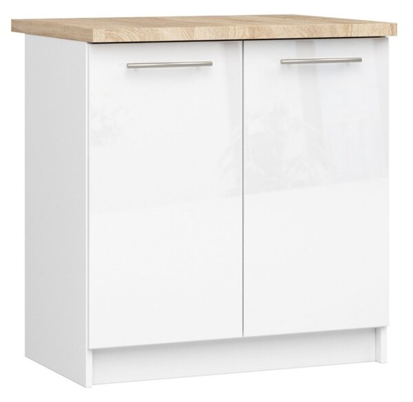 Kuchyňská skříňka OLIVIA S80 2D - bílá/bílý lesk
