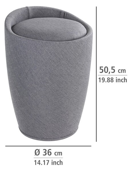 Taburet CANDY GREY - koš na prádlo, 2 v 1 , WENKO, šedý