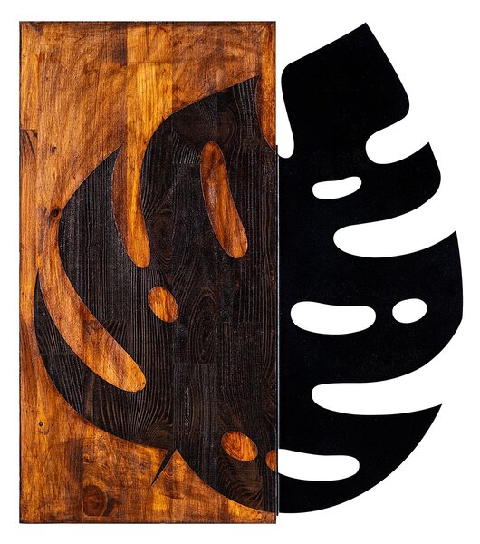 ASIR Nástěnná dekorace dřevo MONSTERA 52 x 58 cm