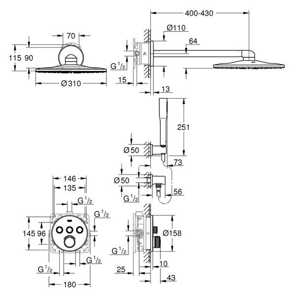 GROHE SmartControl - Sprchový set, Chrom 34709000