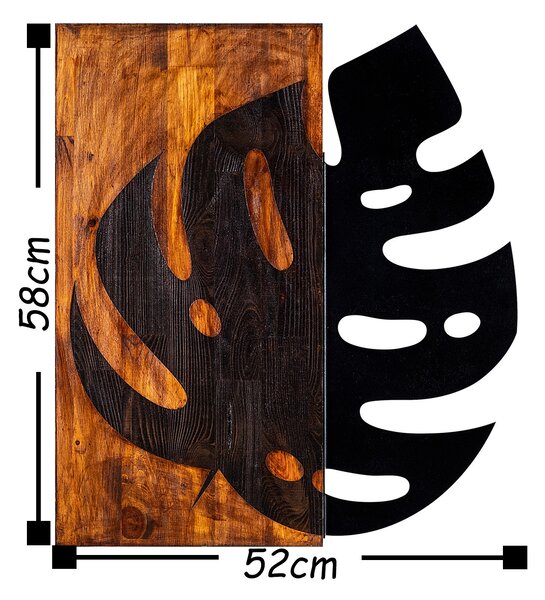 ASIR Nástěnná dekorace dřevo MONSTERA 52 x 58 cm