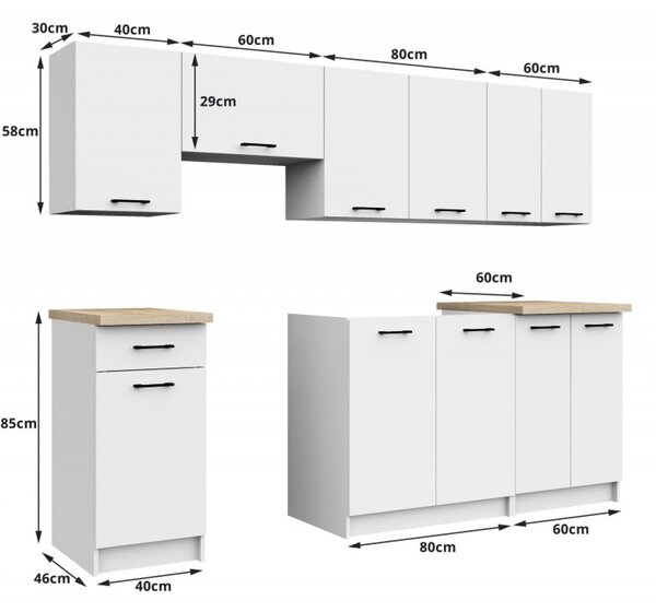 Kuchyňský set OLIVIA 2,4M - bílá/beton