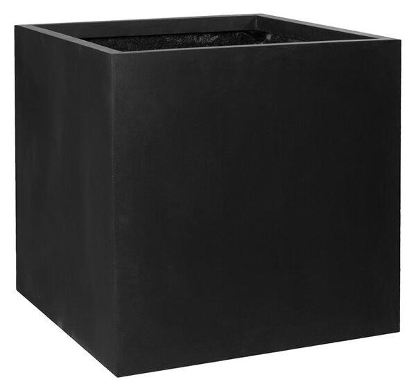 Pottery Pots Venkovní květináč čtvercový Block XXL, Black (barva černá), kolekce Natural, kompozit Fiberstone, d 70 cm x š 70 cm x v 70 cm, objem cca 343 l