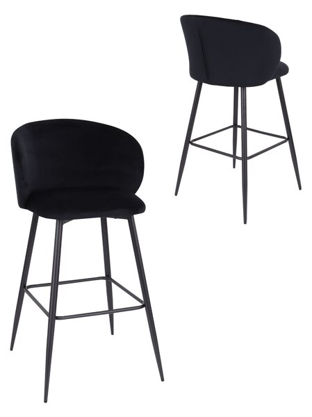 Barová židle Ganta Black, černý samet, glamour styl