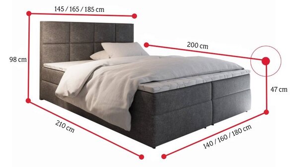 Čalouněná postel boxspring LENY, 140x200, Cosmic 10