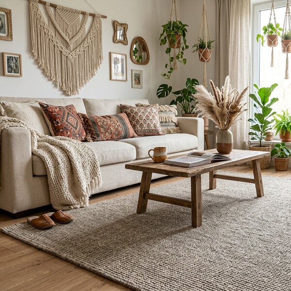Hanse Home, Kusový koberec Bouclé Jute 105975 Grey Brown, 160x230, hnědá, chodba / předsíň
