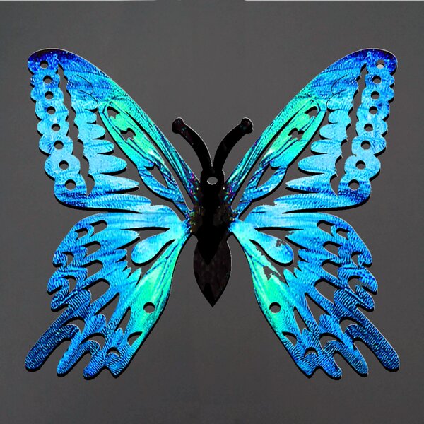 AMADEA Dřevěná dekorace motýl modrý 6 cm
