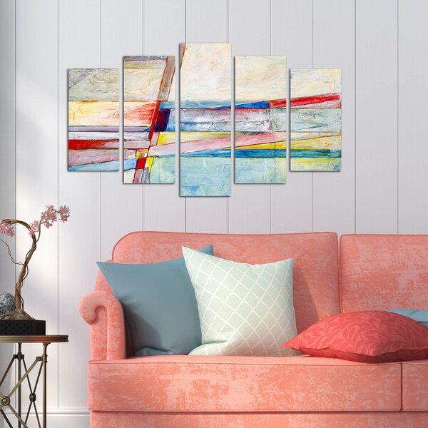 ASIR Obraz na MDF 5ks ABSTRAKCE 20 x 60 (1) 20 x 50 (2) 20 x 40 cm (2)