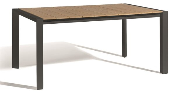 Diphano Hliníkový rozkládací jídelní stůl Alexa, Diphano, obdélníkový 160-220x96x75 cm, rám hliník barva bílá (white), deska teak