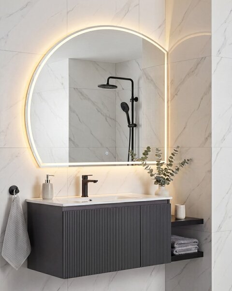 LED koupelnové zrcadlo OZENAY 100 cm 100 cm Stříbrná