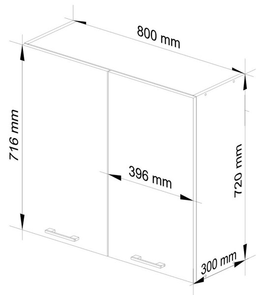 Kuchyňská skříňka OLIVIA W80 H720 - bílá/červený lesk