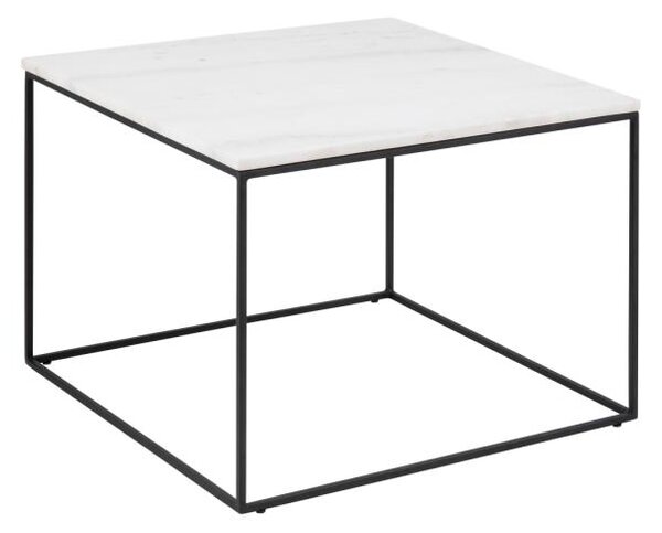 Bolton čtvercový konferenční stolek 60x60 bílý mramor/černá