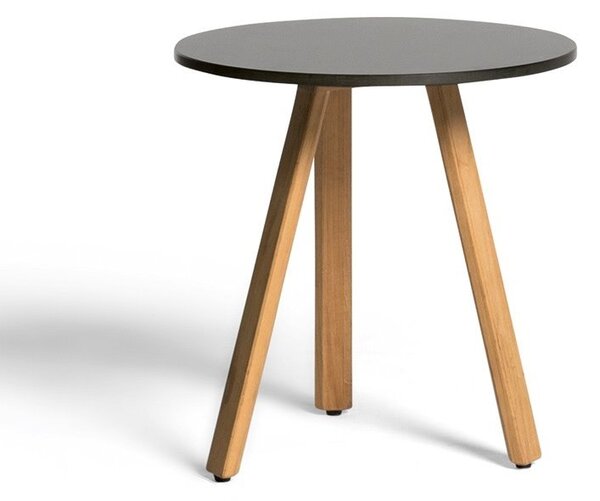 Diphano Hliníkový odkládací stolek 42 cm vyšší Easy-Fit, Diphano, kulatý 42x44 cm, nohy teak, deska hliník barva šedočerná (lava)