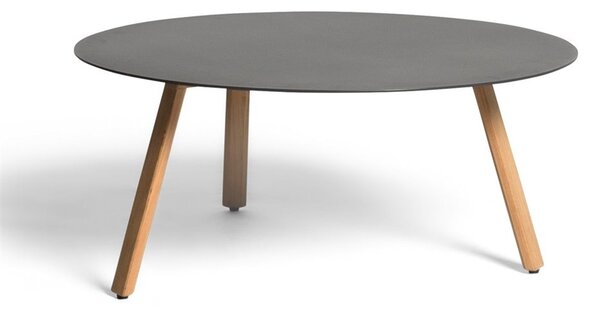 Diphano Hliníkový odkládací stolek 80 cm nižší Easy-Fit, Diphano, kulatý 36x80 cm, nohy teak, deska hliník barva šedočerná (lava)