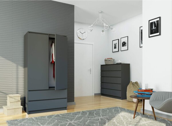 Šatní skříň S90 2D 2SZ CLP, grafit
