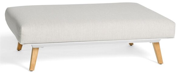 Diphano Hliníková podnožka Link, Diphano, 120x92x23 cm, rám hliník barva bílá (white), nohy teak, polstrování venkovní tkanina barva šedobéžová (twisted linen)