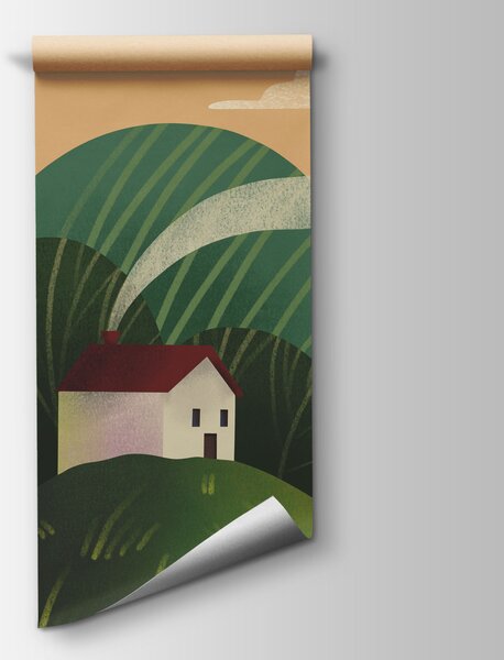Fototapeta Krajina s vodní plochou, skalami a stromy, Přírodní fototapety, Populární fototapety - Tapeko.co.cz