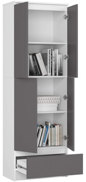 Regál R60 4D 1SZ- bílá/grafit