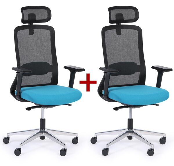 Kancelářská židle JILL 1+1 ZDARMA, černá/modrá