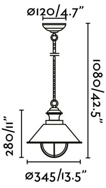 FARO NÁUTICA-1G závěsné svítidlo, rezavá