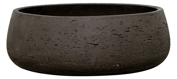 Pottery Pots Venkovní květináč kulatý Eileen XL, Black Washed (barva tmavě šedá), kolekce Rough, materiál Fiberclay, průměr 39 cm x v 14,5 cm, objem cca 13 l