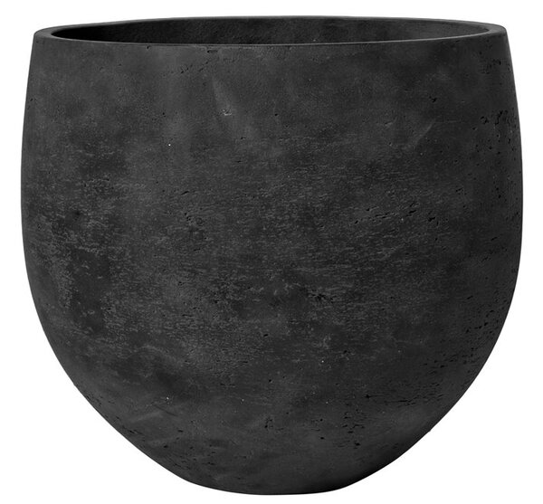 Pottery Pots Venkovní květináč kulatý Mini Orb XL, Black Washed (barva tmavě šedá), kolekce Rough, materiál Fiberclay, průměr 39 cm x v 35 cm, objem cca 33 l