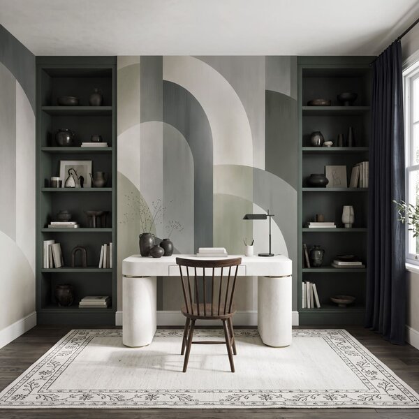 Fototapeta Šedobílý vzor ve stylu art deco, Abstraktní fototapety, Populární fototapety - Tapeko.co.cz