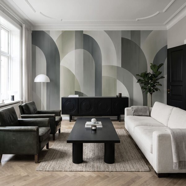 Fototapeta Šedobílý vzor ve stylu art deco, Abstraktní fototapety, Populární fototapety - Tapeko.co.cz