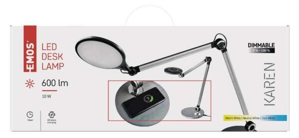 EMOS LED stolní lampa KAREN, černá Z7615