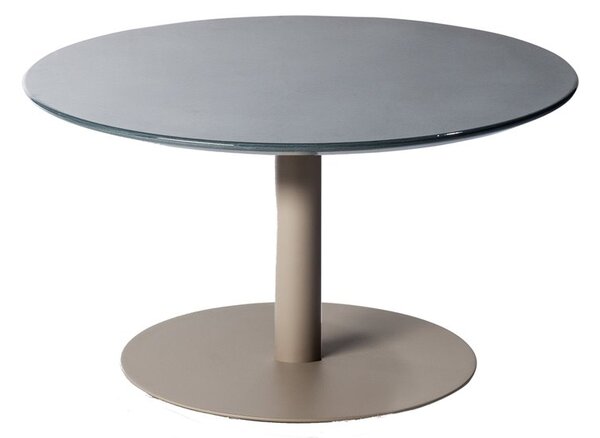 Tribu Konferenční stolek T-Table, Tribu, kulatý 80x35 cm, rám lakovaná nerez white, deska teak
