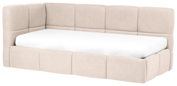 Denní postel Tkanina JACOU 90 x 200 cm s úložným prostorem Levá Světle béžová