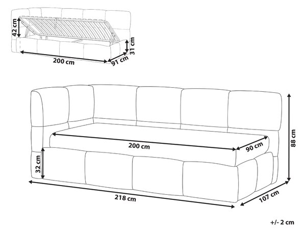 Denní postel Tkanina JACOU 90 x 200 cm s úložným prostorem Levá Růžová