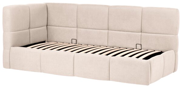 Denní postel Tkanina JACOU 90 x 200 cm s úložným prostorem Levá Světle béžová