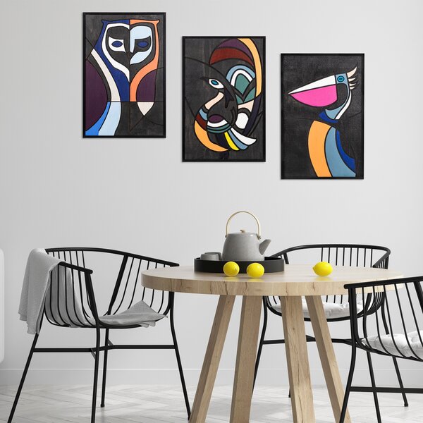 ASIR Nástěnná dekorace dřevo PTÁCI 39 x 59 cm (3 kusy)