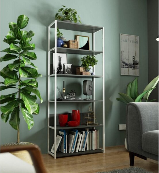 Regál 80 cm, bílá/šedá