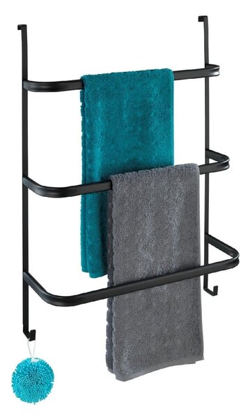 Černý samodržící věšák na ručníky Wenko Towel Holder Black, 21 x 54 cm