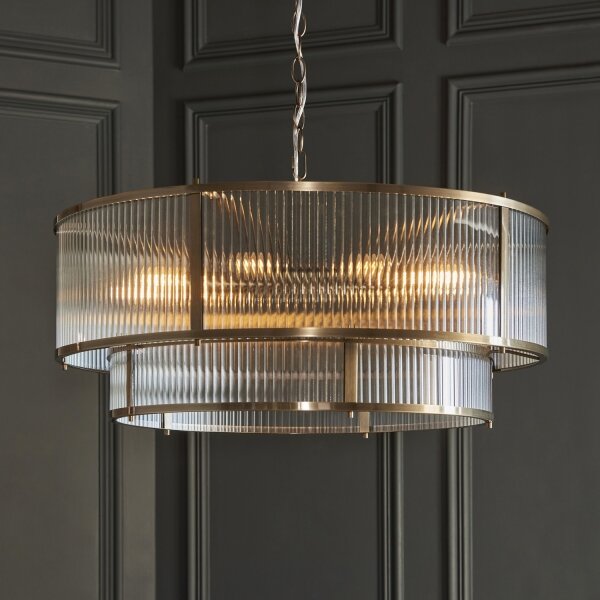 Endon 119456 - Lustr na řetězu RIDGETON 8xE14/7W/230V mosaz